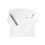 chrome hearts cemetery cross white long sleeve tee front view
