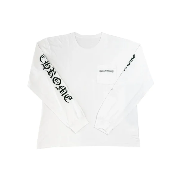 chrome hearts cemetery cross white long sleeve tee front view