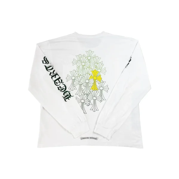 chrome hearts cemetery cross white long sleeve tee side view