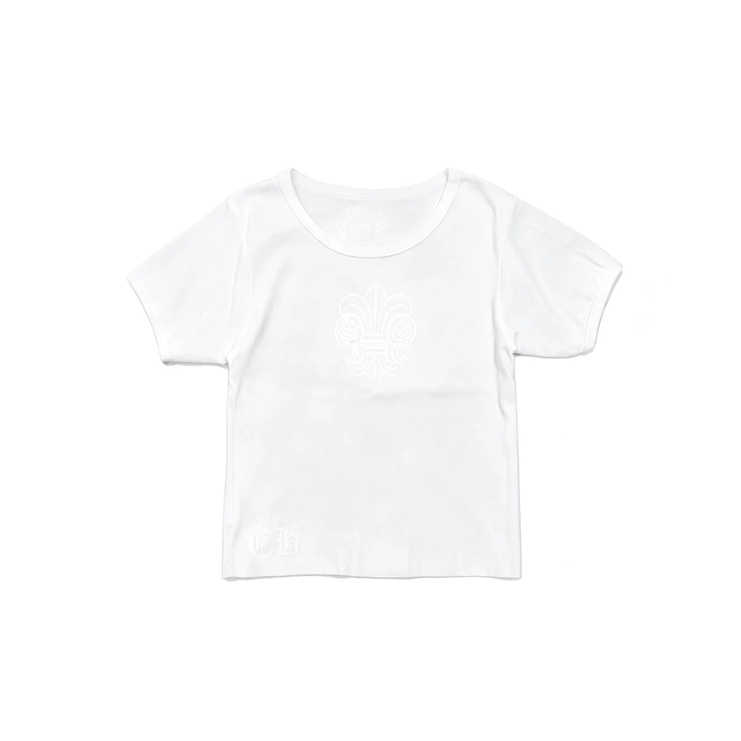 Chrome Hearts white Cannes Exclusive fleur babytee, front view Chrome Hearts white Cannes Exclusive fleur babytee, front view