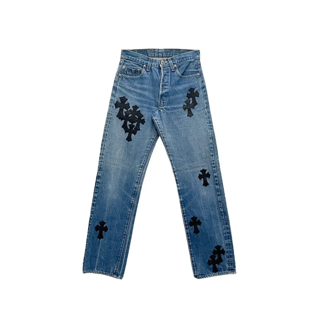 Chrome Hearts Extremely Rare Alligator Cross Patch Jeans Chrome Hearts Extremely Rare Alligator Cross Patch Jeans