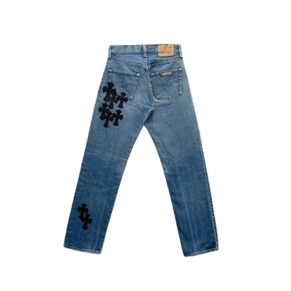 Chrome Hearts Extremely Rare Alligator Cross Patch Jeans