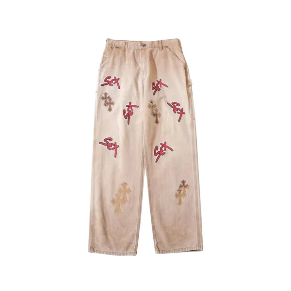 Chrome Hearts khaki Matty Boy Sex Records carpenter pants, front view