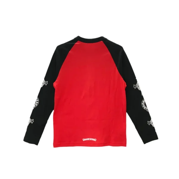Chrome Hearts black long sleeve tee with red horseshoe cross graphic, back view